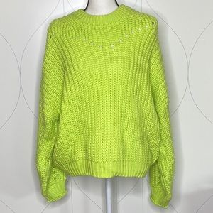 NWT Elodie Open Stitch Pullover Sweater Lime M